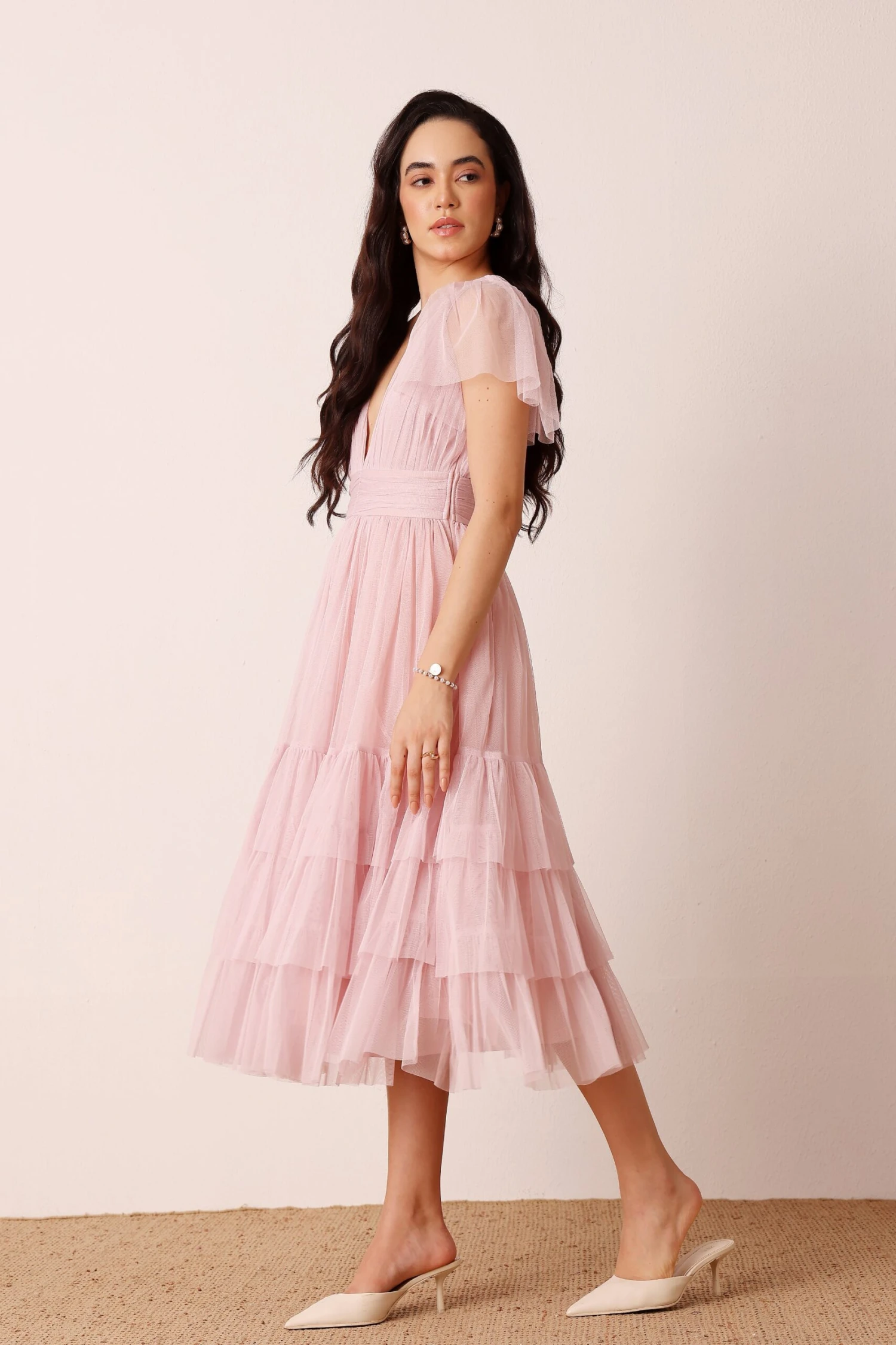 Madison Powder Pink Midi Bridesmaid Dress 2 Madison Powder Pink Midi Bridesmaid Dress - Image 2