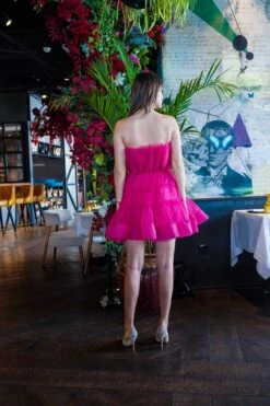 Maine Bright Pink Tulle Mini Dress 7 Maine Bright Pink Tulle Mini Dress -Laceand Beads MaineBrightPink 1