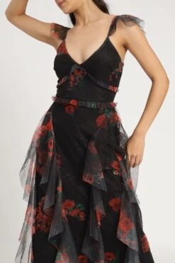 Malin Maxi Dress In Black And Red Floral -Laceand Beads MalinMaxiinBlackandRedFloral 10