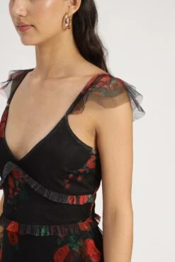 Malin Maxi Dress In Black And Red Floral -Laceand Beads MalinMaxiinBlackandRedFloral 13