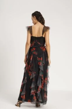 Malin Maxi Dress In Black And Red Floral -Laceand Beads MalinMaxiinBlackandRedFloral 5