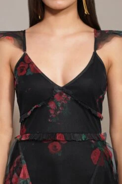 Malin Maxi Dress In Black And Red Floral -Laceand Beads Malin Maxi in Black and Red Floral 6