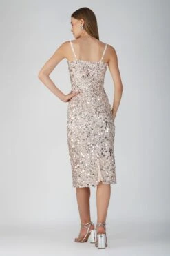 Marita Embellished Midi Dress In Rose Gold 7 Marita Embellished Midi Dress In Rose Gold -Laceand Beads Marita Midi Rose Gold 2