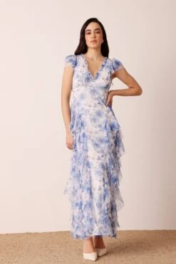 Melody Maxi Dress In Blue Floral -Laceand Beads MelodyMaxiDressBlueFloral 6