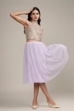 Merlin Lilac Tulle Midi Skirt 8 Merlin Lilac Tulle Midi Skirt -Laceand Beads MerlinMidiSkirtinLilac 3