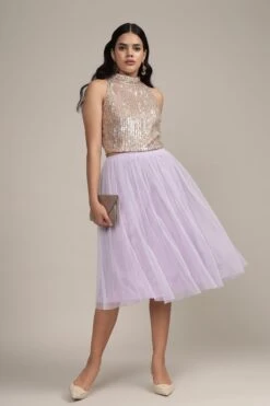Merlin Lilac Tulle Midi Skirt