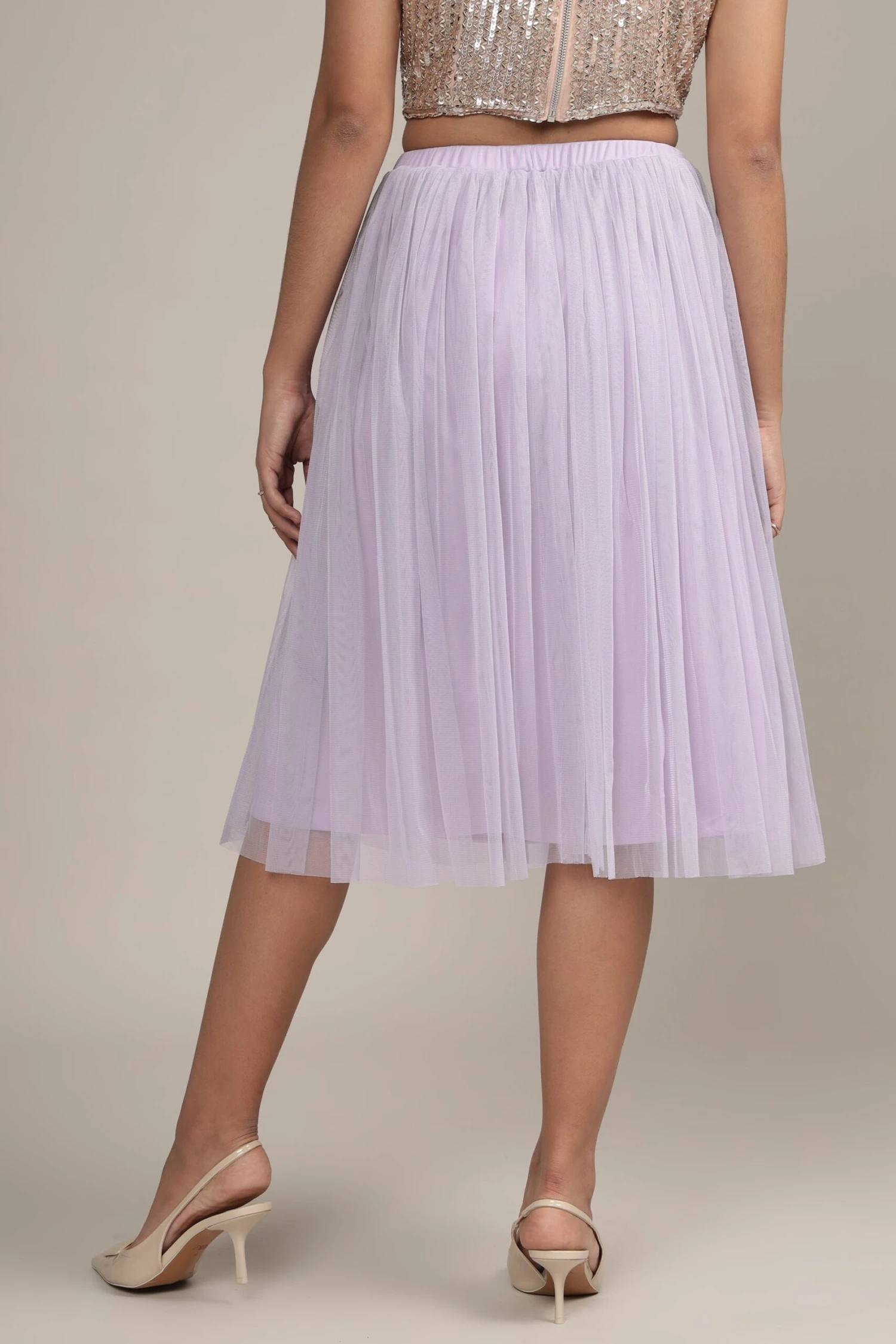 Merlin Lilac Tulle Midi Skirt 4 Merlin Lilac Tulle Midi Skirt - Image 4