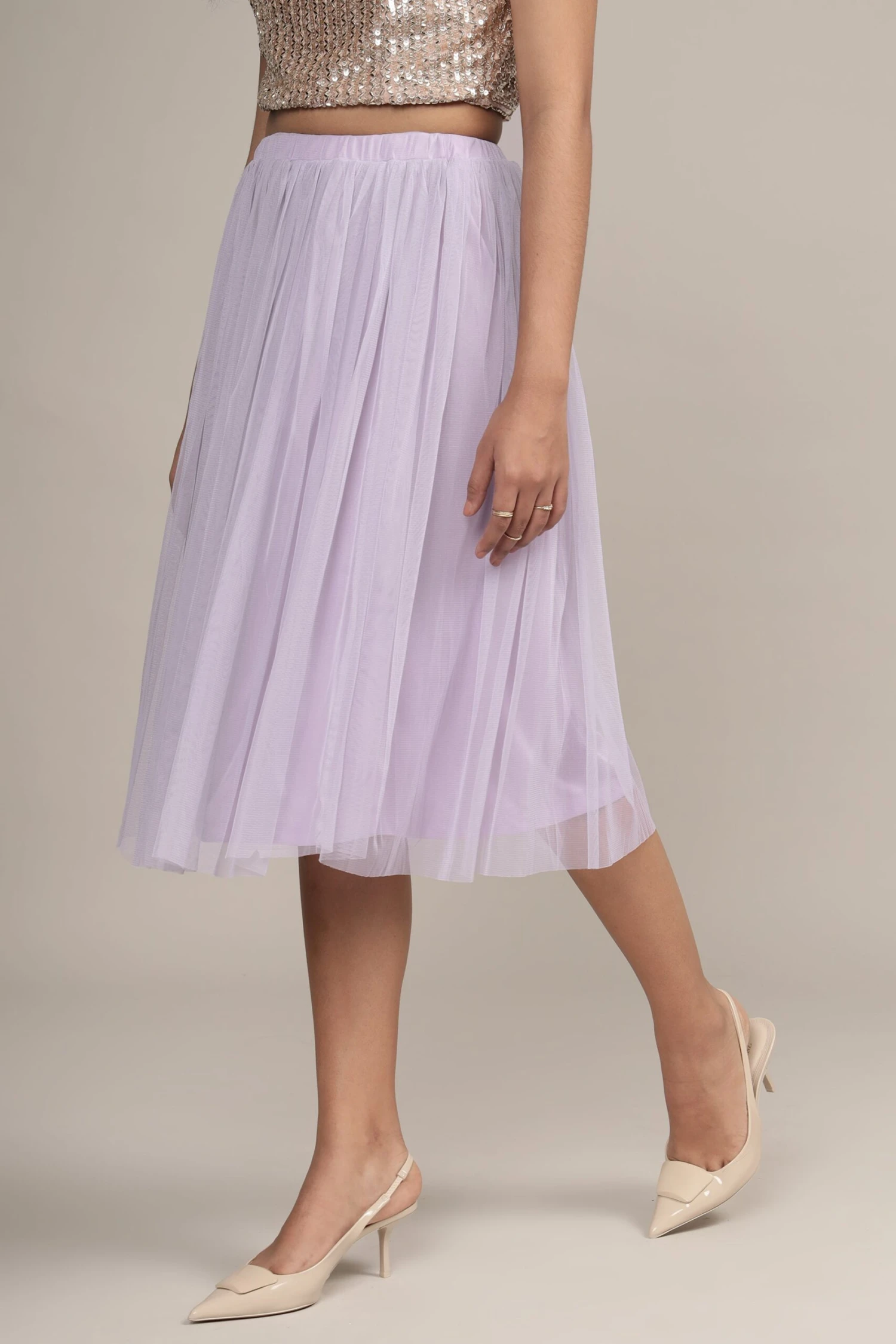 Merlin Lilac Tulle Midi Skirt 5 Merlin Lilac Tulle Midi Skirt - Image 5