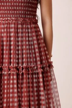 Mhairi Maxi Dress In Burgundy Plaid 10 Mhairi Maxi Dress In Burgundy Plaid -Laceand Beads MhairiPlaidBurgundyMaxi 1