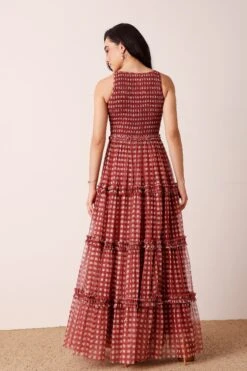 Mhairi Maxi Dress In Burgundy Plaid 9 Mhairi Maxi Dress In Burgundy Plaid -Laceand Beads MhairiPlaidBurgundyMaxi 2