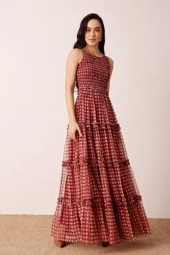 Mhairi Maxi Dress In Burgundy Plaid 11 Mhairi Maxi Dress In Burgundy Plaid -Laceand Beads MhairiPlaidBurgundyMaxi 4