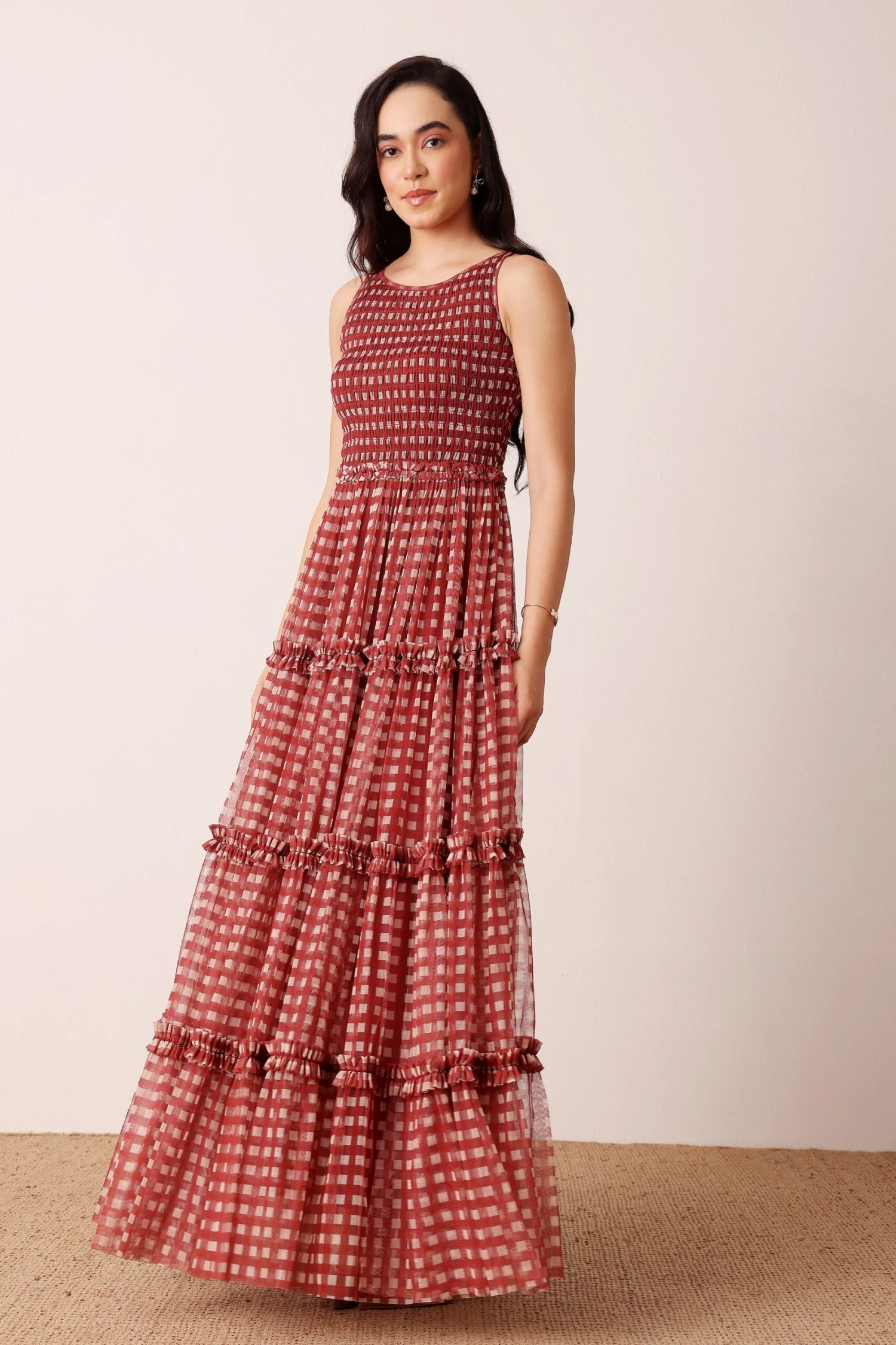 Mhairi Maxi Dress In Burgundy Plaid 6 Mhairi Maxi Dress In Burgundy Plaid - Image 6