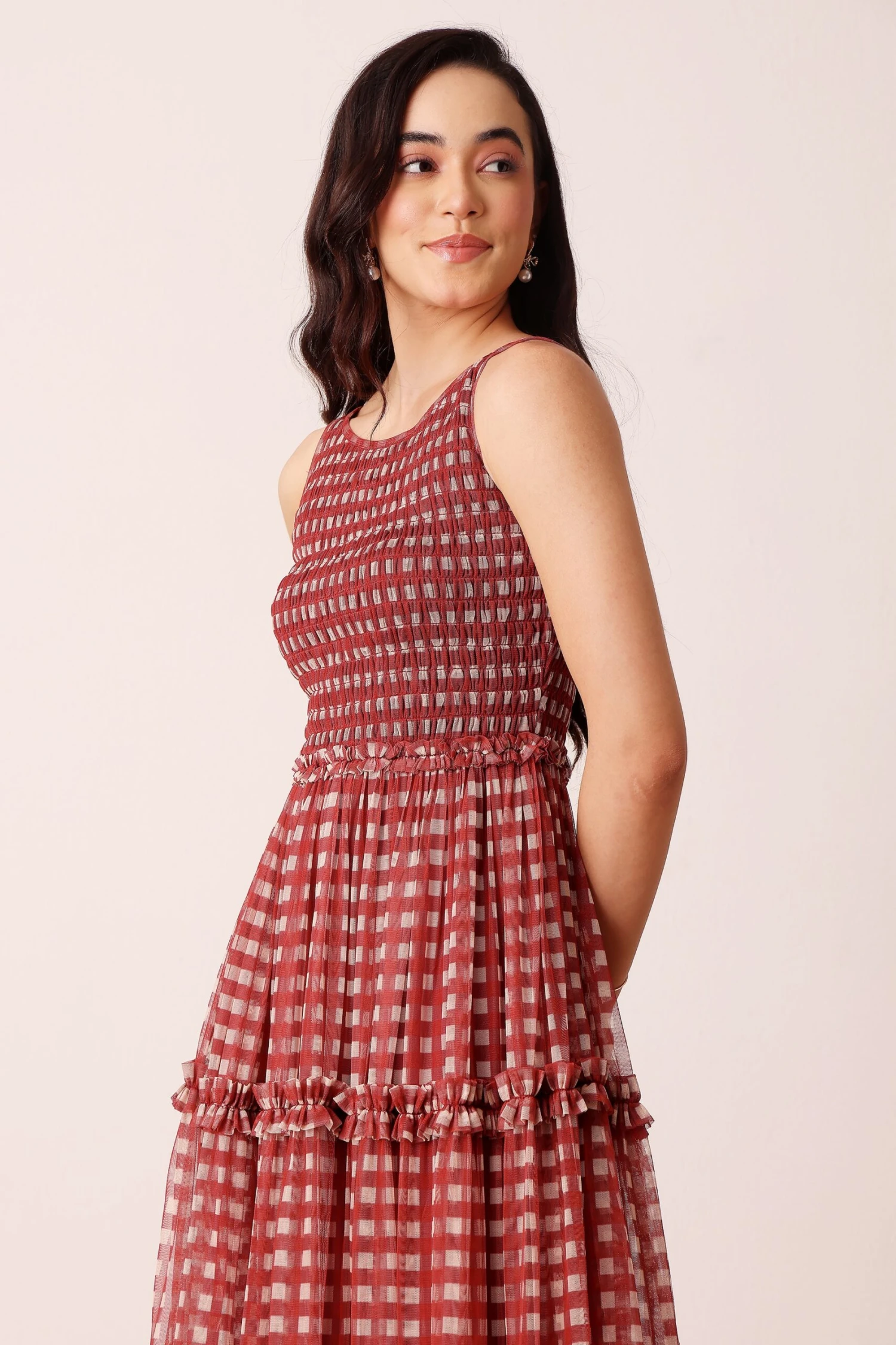 Mhairi Maxi Dress In Burgundy Plaid 7 Mhairi Maxi Dress In Burgundy Plaid - Image 7