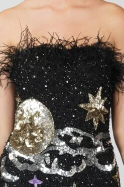 Midnight Sequin Feather Mini Dress In Black 11 Midnight Sequin Feather Mini Dress In Black -Laceand Beads MidnightDress 5