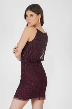 Mina Embellished Mini Dress In Burgundy 7 Mina Embellished Mini Dress In Burgundy -Laceand Beads Mina Dress 1