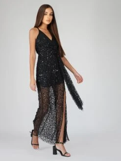 Nair Black Sequin Maxi Dress -Laceand Beads NairBlack 4