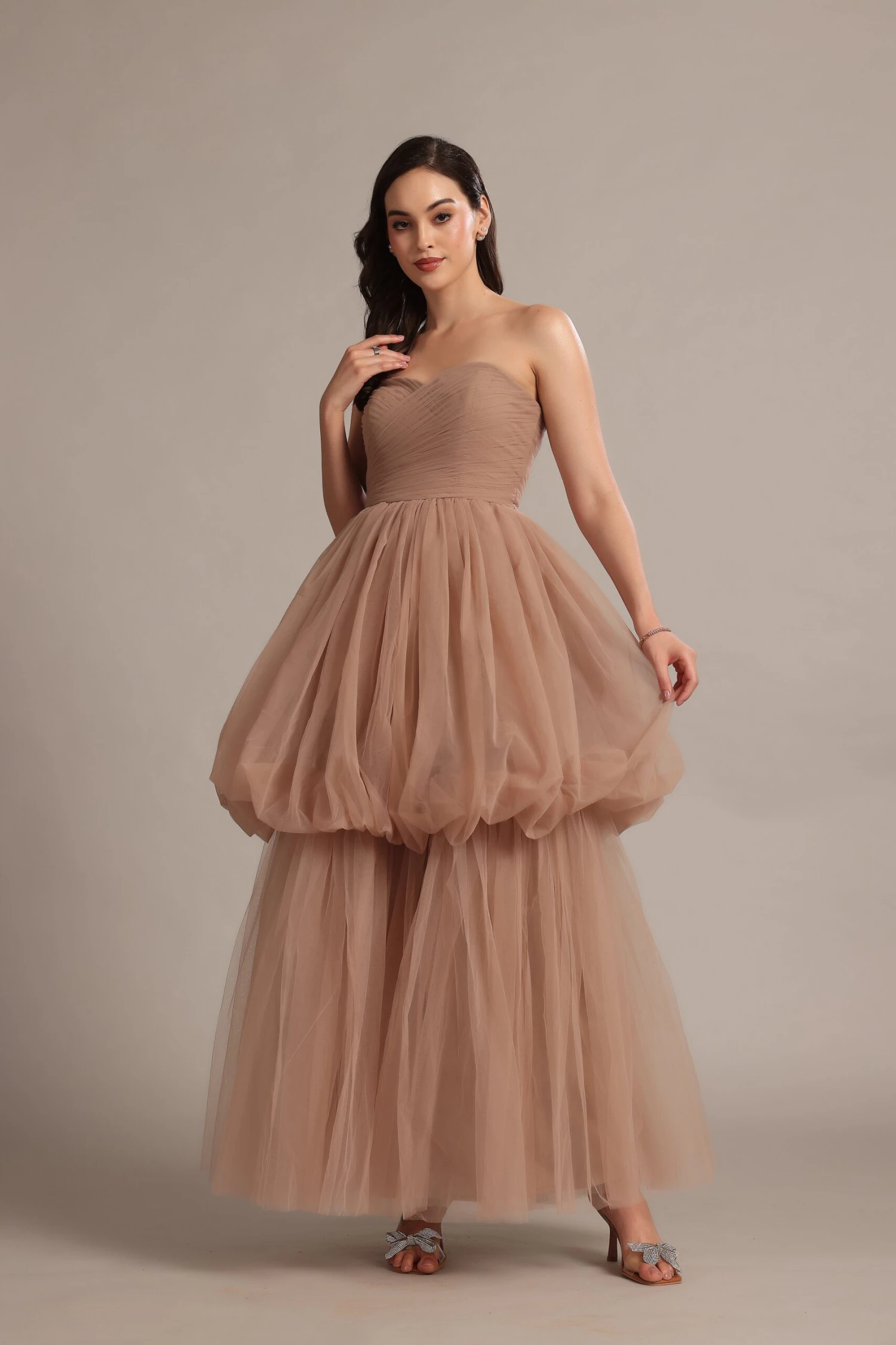 Nala Strapless Maxi Dress In Taupe 2 Nala Strapless Maxi Dress In Taupe - Image 2