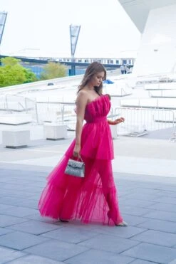 Natalia Tulle Maxi Dress In Bright Pink 9 Natalia Tulle Maxi Dress In Bright Pink -Laceand Beads NataliaBrightPink 1
