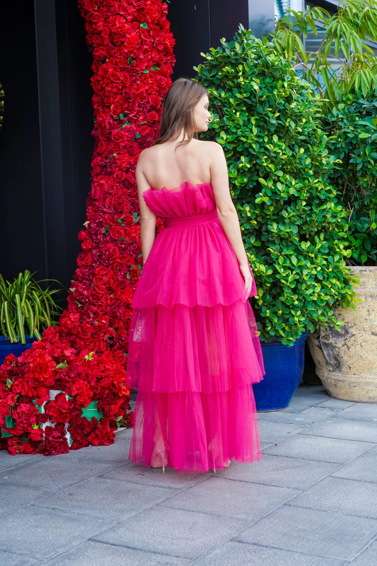 Natalia Tulle Maxi Dress In Bright Pink 3 Natalia Tulle Maxi Dress In Bright Pink - Image 3