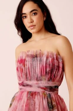 Natalia Tulle Maxi Dress In Vivid Pink Purple Floral -Laceand Beads Natalia Maxi in Vivid Purple Floral 1