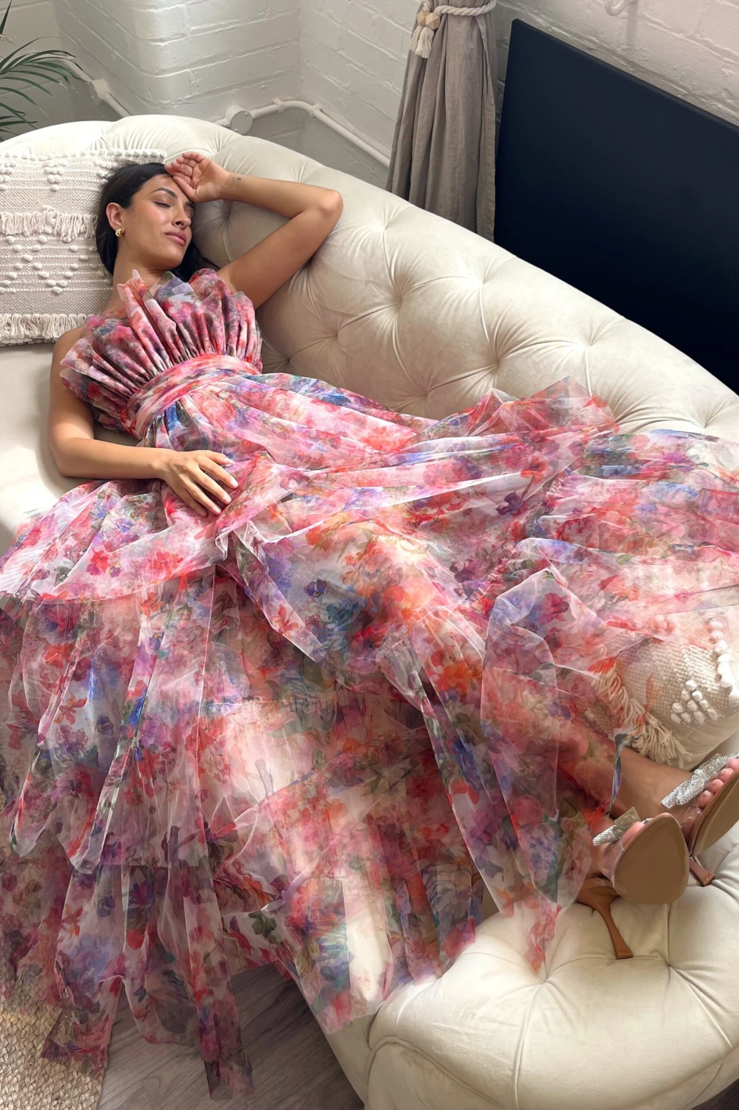 Natalia Tulle Maxi Dress In Mixed Floral 1 Natalia Tulle Maxi Dress In Mixed Floral