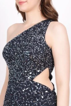 Naeve One Shoulder Sequin Dress In Navy Blue 11 Naeve One Shoulder Sequin Dress In Navy Blue -Laceand Beads Navy 1