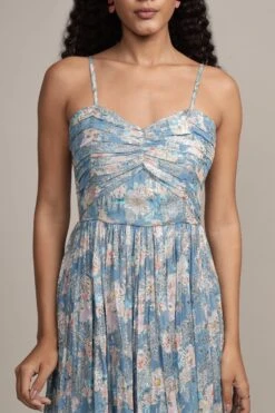 Nelex Metallic Printed Midi Dress In Blue -Laceand Beads Nelex Metallic Printed Midi Dress in Blue 10