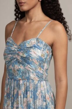 Nelex Metallic Printed Midi Dress In Blue -Laceand Beads Nelex Metallic Printed Midi Dress in Blue 12