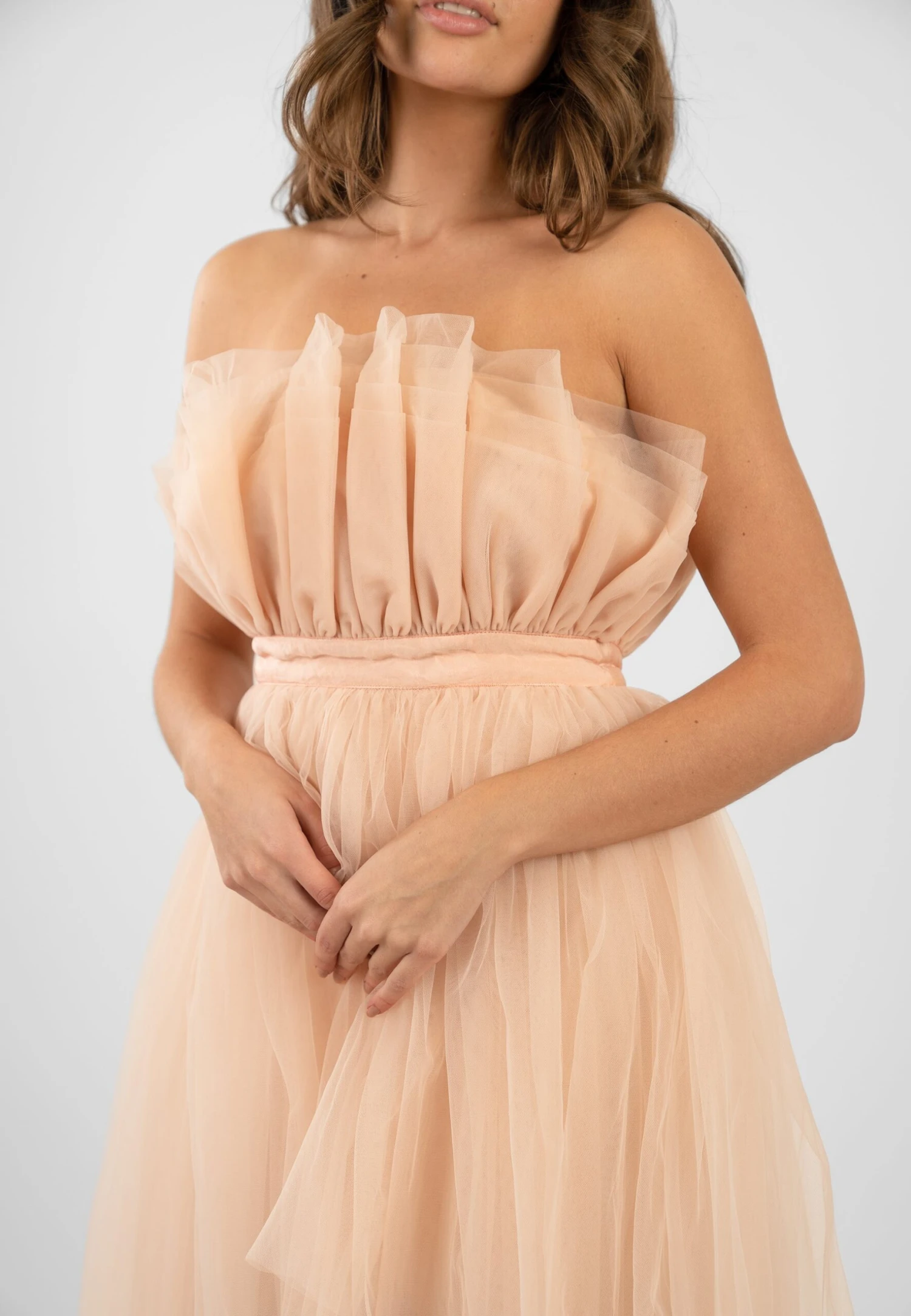 Nidha High Low Tulle Dress In Nude 5 Nidha High Low Tulle Dress In Nude - Image 5