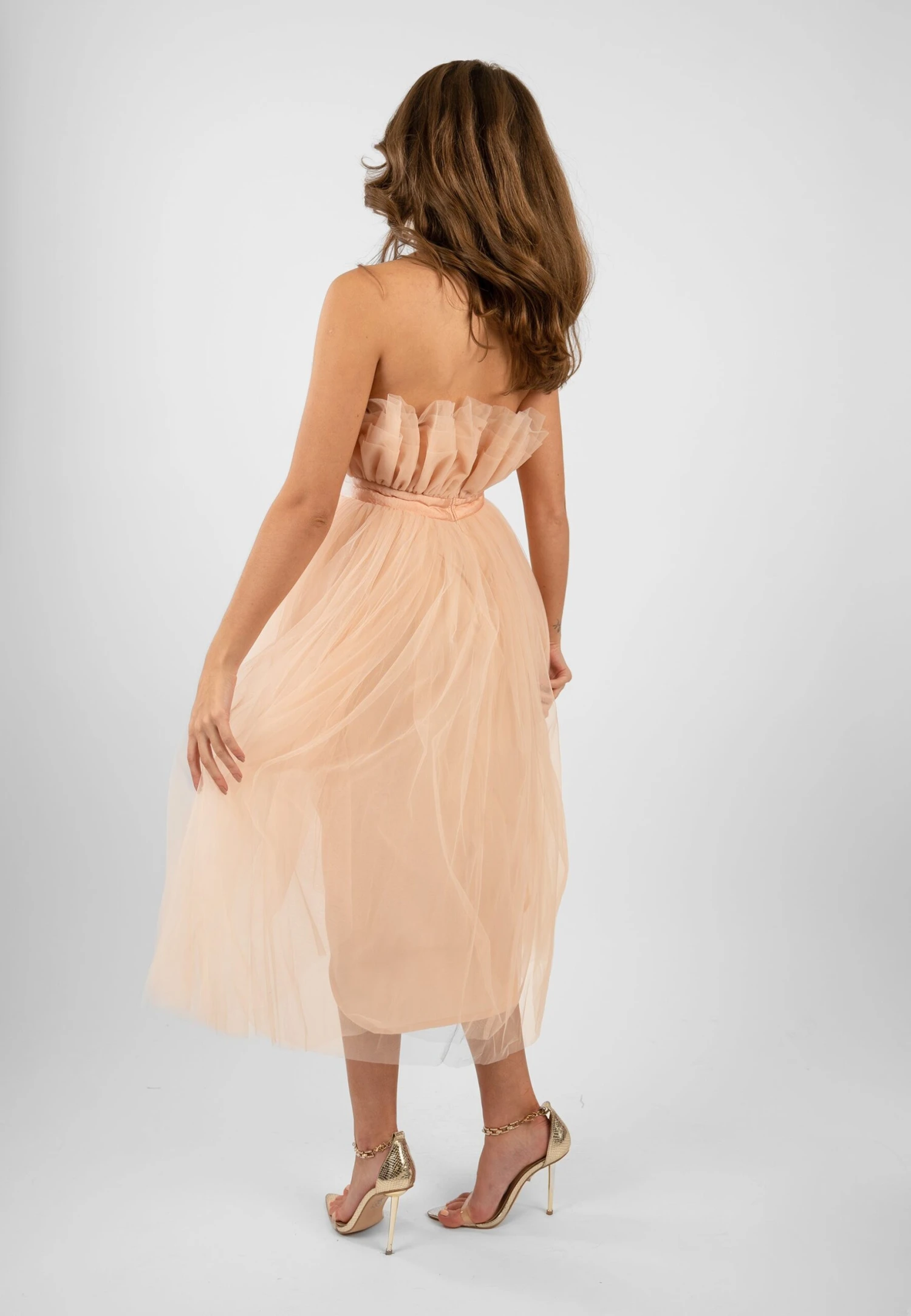 Nidha High Low Tulle Dress In Nude 9 Nidha High Low Tulle Dress In Nude - Image 9