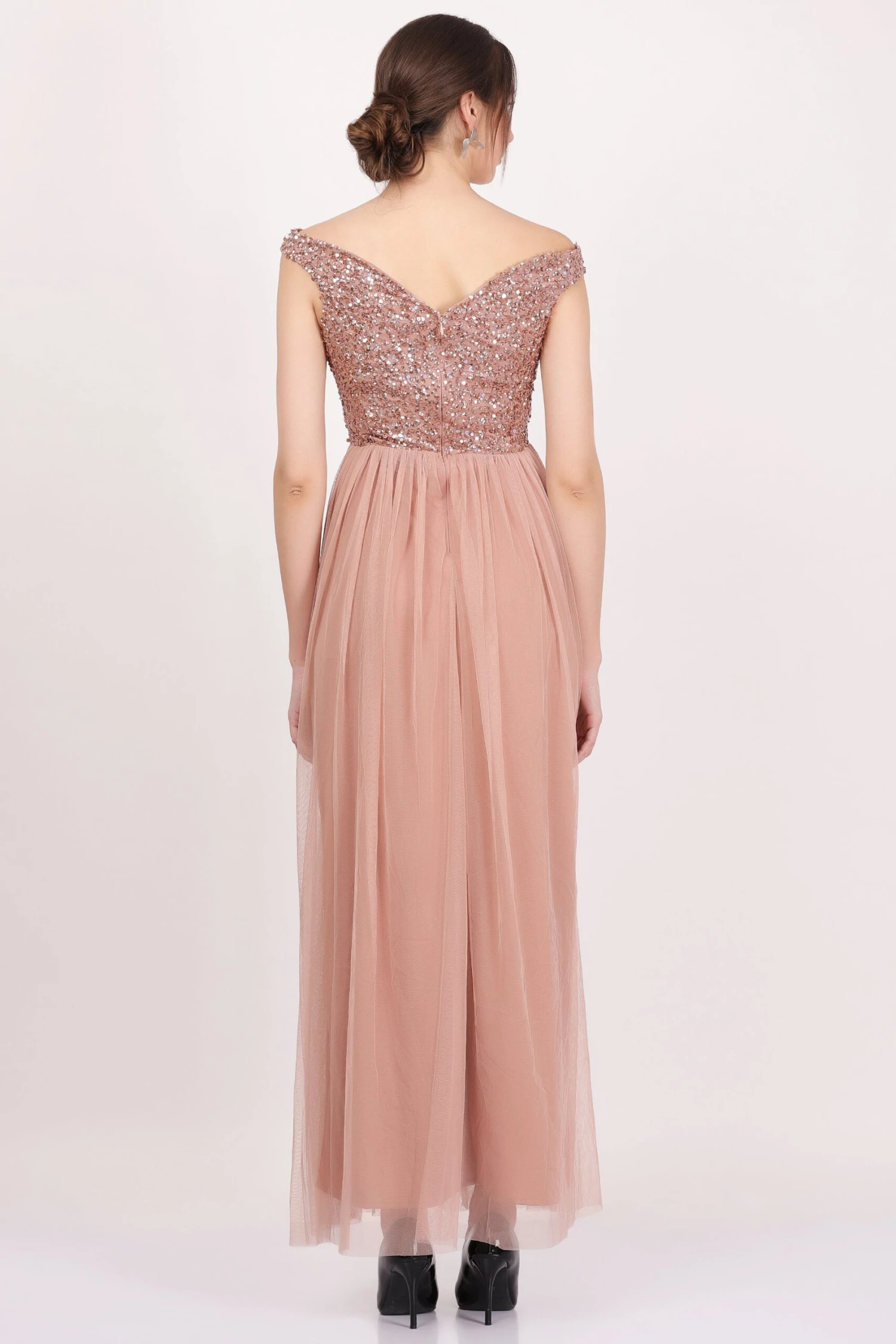 Nina Taupe Embellished Bridesmaid Maxi Dress 4 Nina Taupe Embellished Bridesmaid Maxi Dress - Image 4