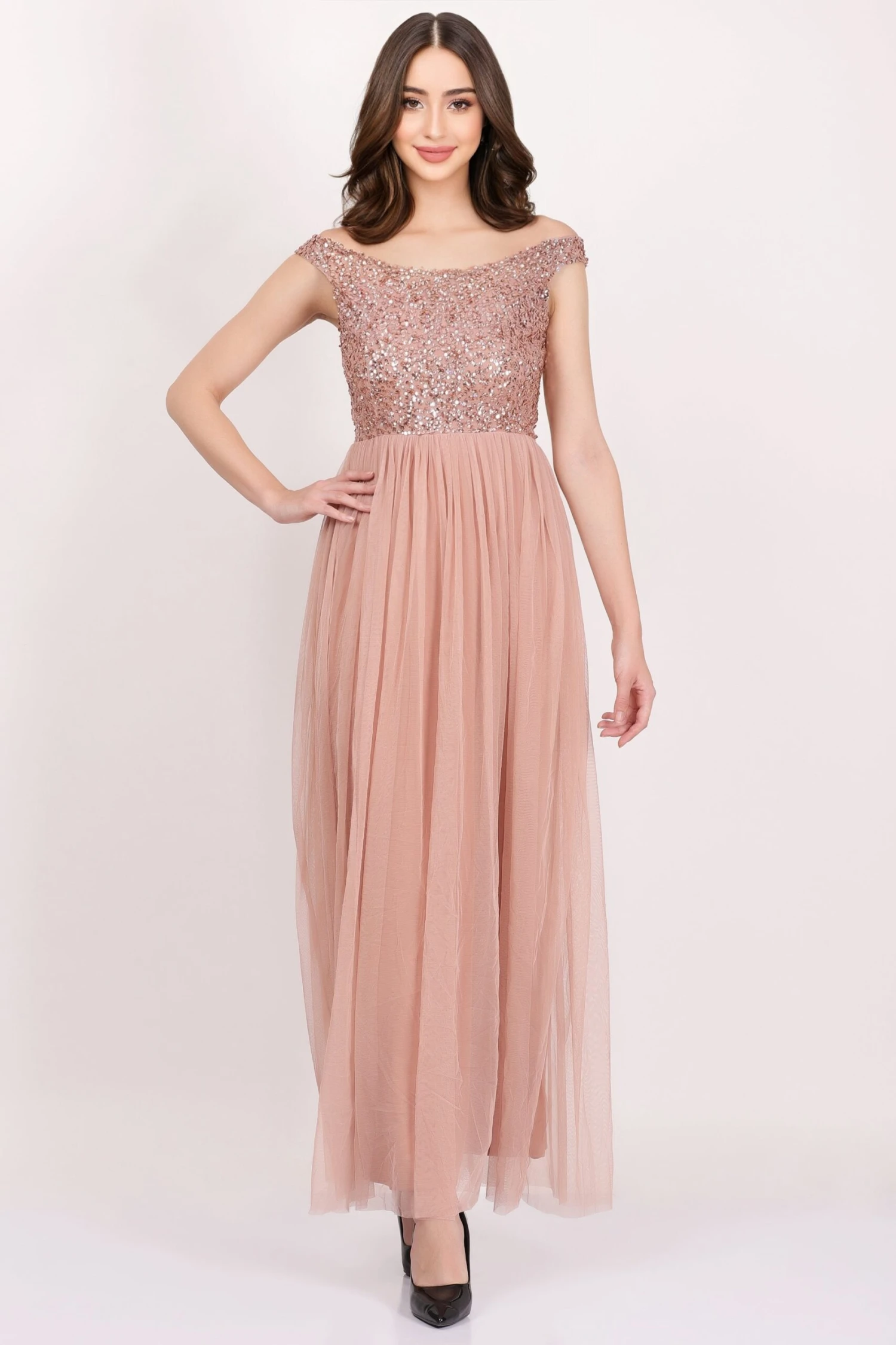 Nina Taupe Embellished Bridesmaid Maxi Dress 2 Nina Taupe Embellished Bridesmaid Maxi Dress - Image 2