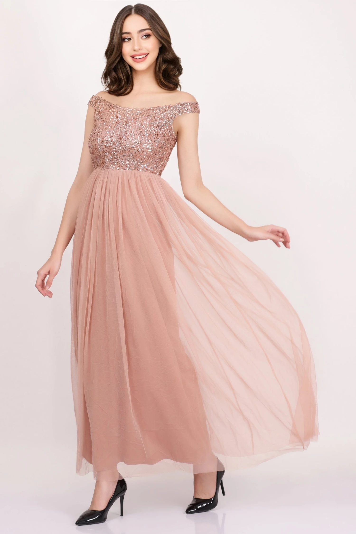 Nina Taupe Embellished Bridesmaid Maxi Dress 5 Nina Taupe Embellished Bridesmaid Maxi Dress - Image 5