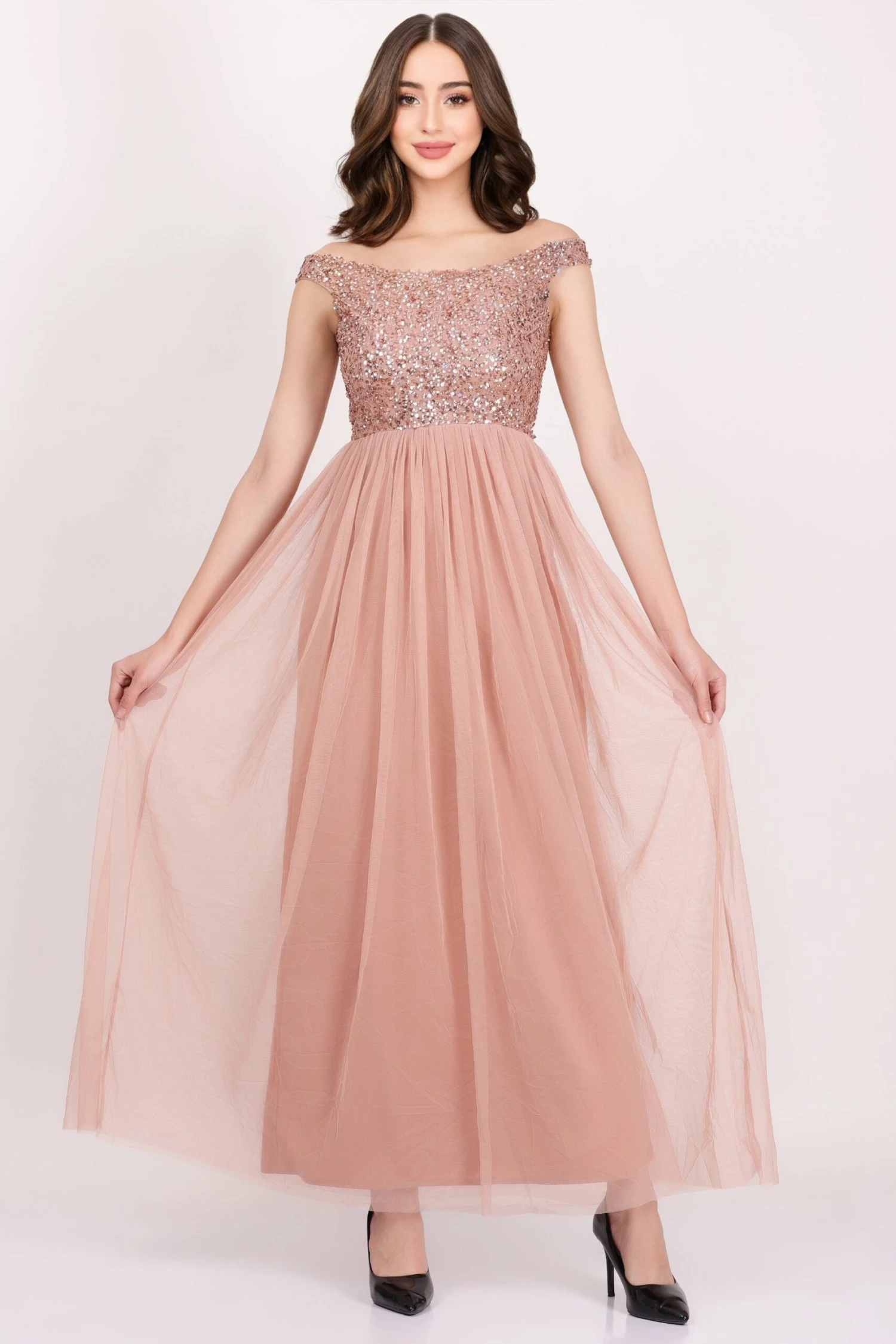 Nina Taupe Embellished Bridesmaid Maxi Dress 3 Nina Taupe Embellished Bridesmaid Maxi Dress - Image 3