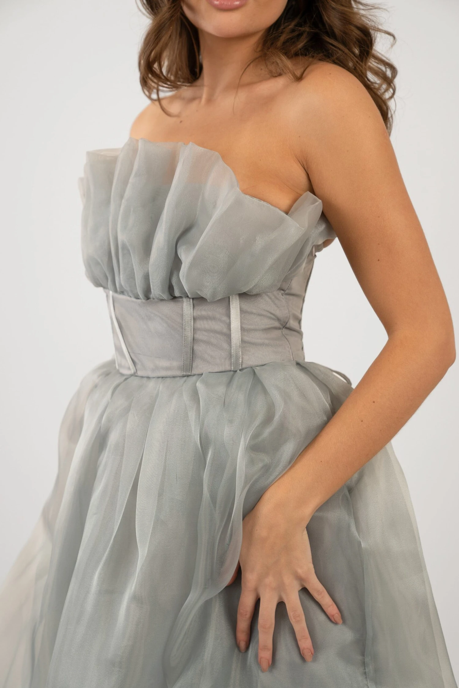 Noah Organza Midi Dress In Grey 10 Noah Organza Midi Dress In Grey - Image 10