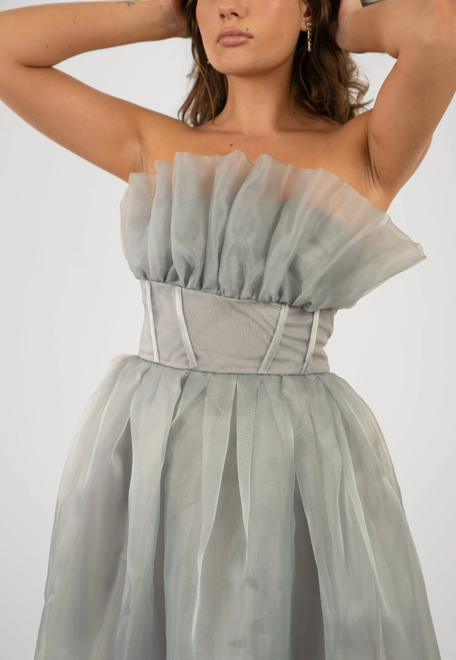 Noah Organza Midi Dress In Grey 7 Noah Organza Midi Dress In Grey - Image 7