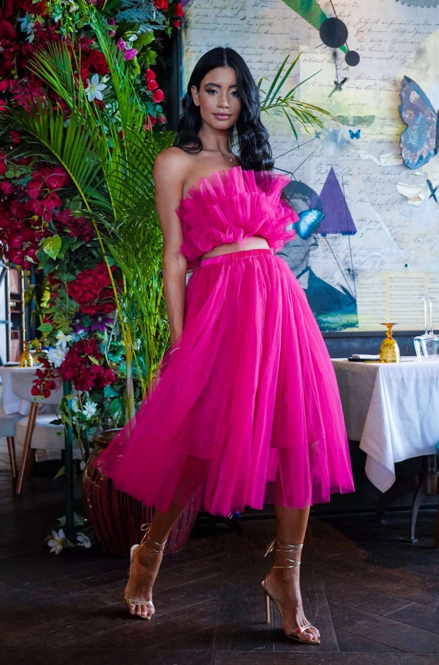 Nyra Tulle Skirt In Hot Pink 2 Nyra Tulle Skirt In Hot Pink - Image 2