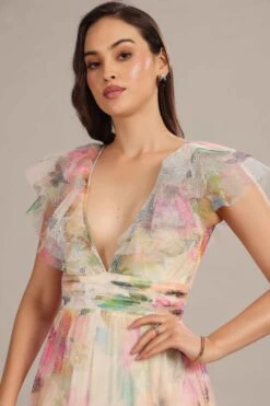 Olympia Maxi Dress In Cream Pink Floral 8 Olympia Maxi Dress In Cream Pink Floral -Laceand Beads OlympiaMaxiinCreamFloral 5