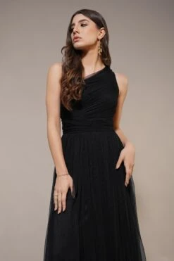 One Shoulder Maxi Dress In Black