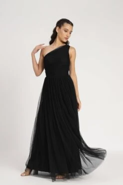One Shoulder Maxi Dress In Black -Laceand Beads One Shoulder Maxi in Black 3