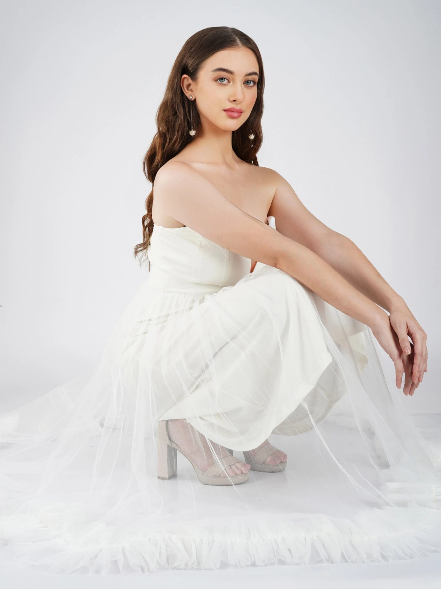 Orion Bridal Tulle Midi Dress In Ivory 7 Orion Bridal Tulle Midi Dress In Ivory - Image 7
