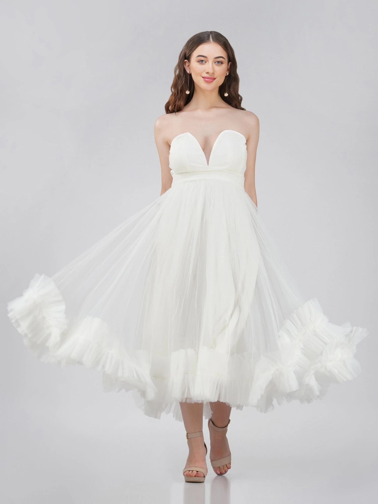 Orion Bridal Tulle Midi Dress In Ivory 6 Orion Bridal Tulle Midi Dress In Ivory - Image 6