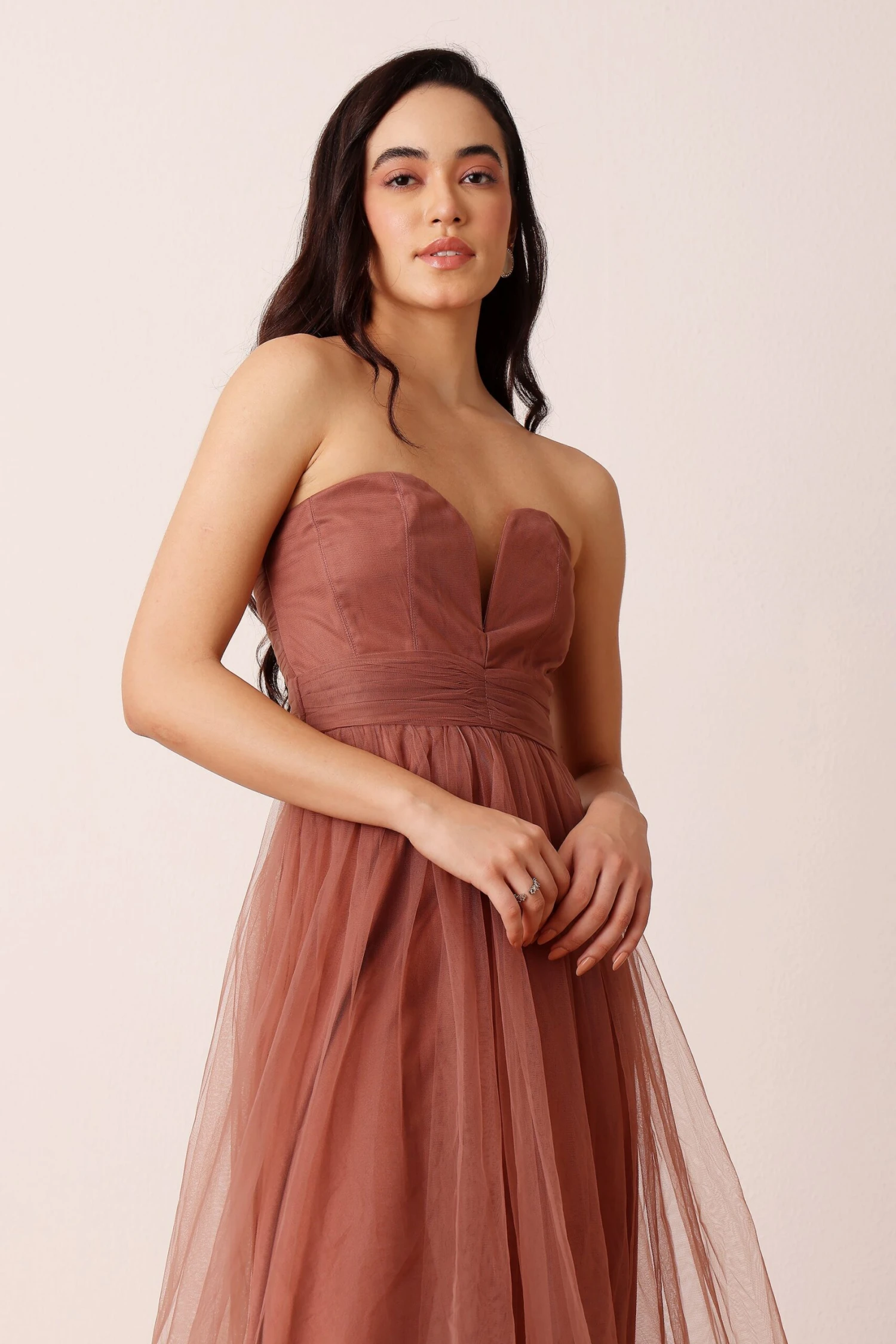 Orion Midi Dress In Rose Brown 5 Orion Midi Dress In Rose Brown - Image 5