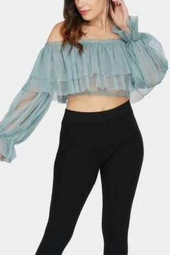 Perch Tulle Top In Teal -Laceand Beads PerchTop 4