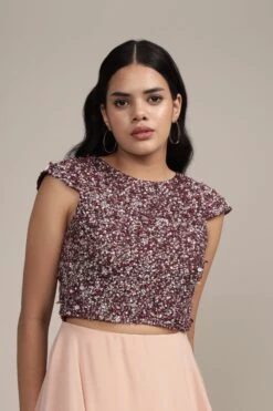 Pica Embellished Top In Burgundy