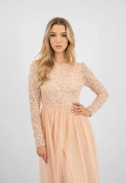 Belle Blush Pink Long Sleeve Bridesmaid Dress 18 Belle Blush Pink Long Sleeve Bridesmaid Dress -Laceand Beads PicassoBelle 10 Copy