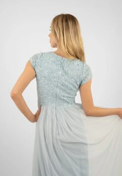 Picasso Short Sleeve Blue Bridesmaid Dress 15 Picasso Short Sleeve Blue Bridesmaid Dress -Laceand Beads PicassoCappedSleevesBlue 1