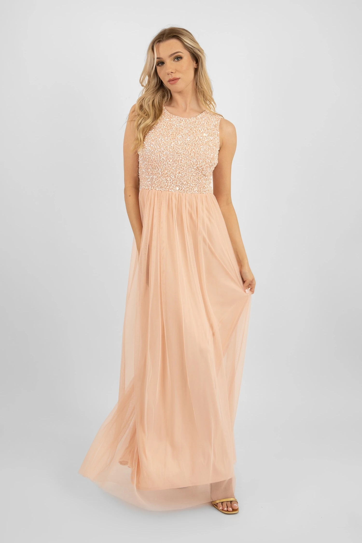Picasso Blush Pink Embellished Bridesmaid Maxi Dress 1 Picasso Blush Pink Embellished Bridesmaid Maxi Dress