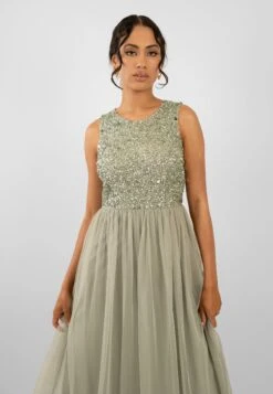 Picasso Sage Green Embellished Bridesmaid Dress -Laceand Beads PicassoMaxiSafe 1