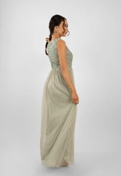 Picasso Sage Green Embellished Bridesmaid Dress -Laceand Beads PicassoMaxiSafe 4
